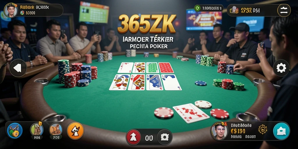 Tampilan menarik dari gameplay poker di 365ZK.
