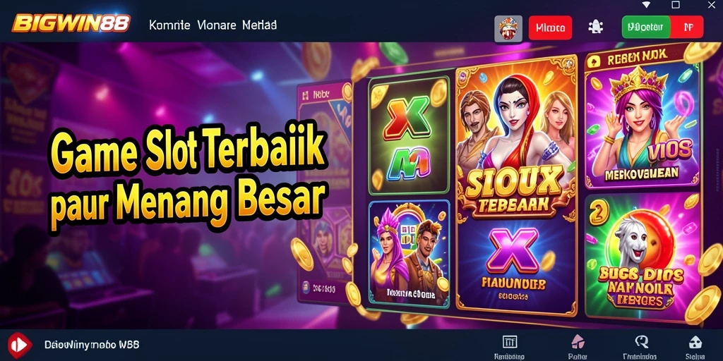 Screenshot gameplay Slot BIGWIN88 yang penuh warna dan menarik.