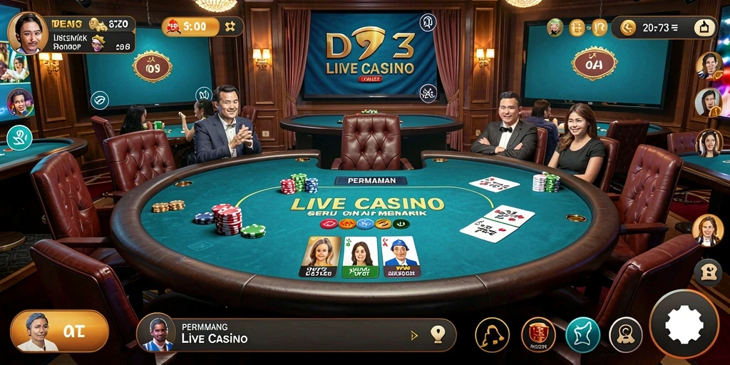 Tampilan gameplay D73 yang menghadirkan dealer secara langsung.