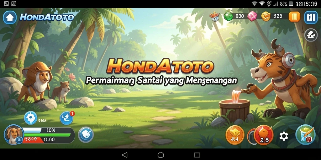 Tampilan gameplay menarik HONDATOTO dengan berbagai karakter dan tantangan.