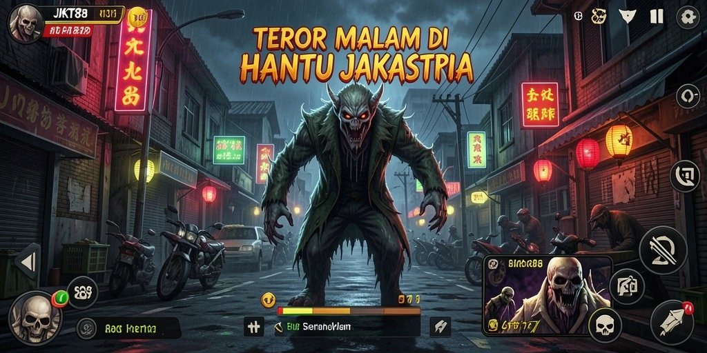 Tampilan gameplay JKT88 dengan atmosfer Horror yang mencekam.