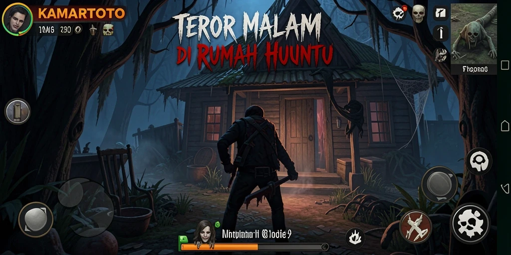 Gameplay KAMARTOTO dengan suasana horror yang mencekam.