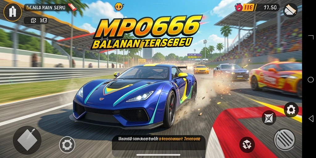 Tampilan gameplay MPO666 menampilkan aksi balapan yang mendebarkan.
