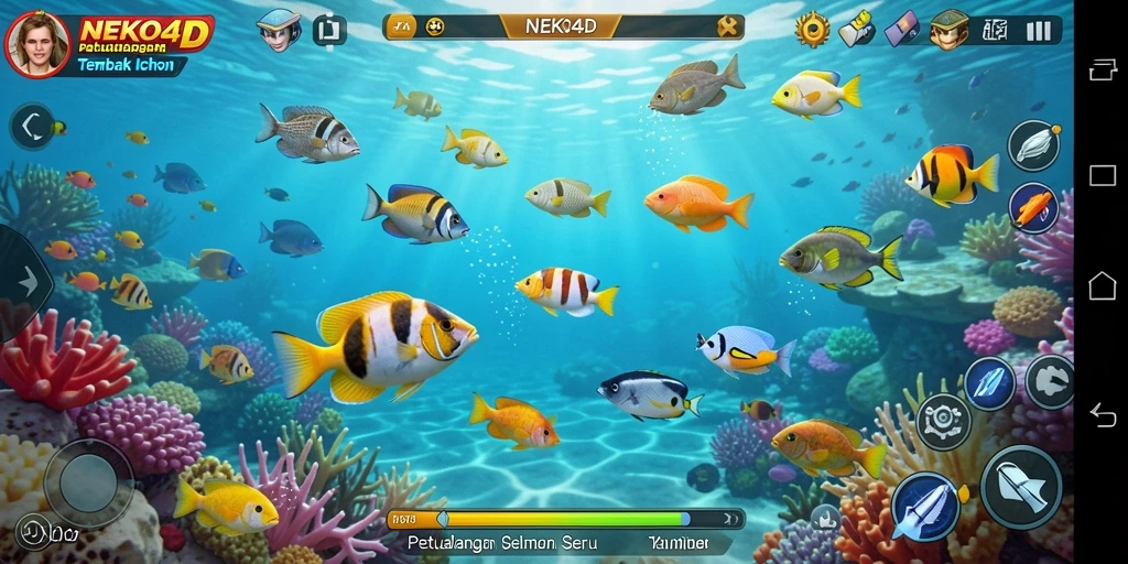Menampilkan aksi seru dalam permainan Tembak Ikan NEKO4D.