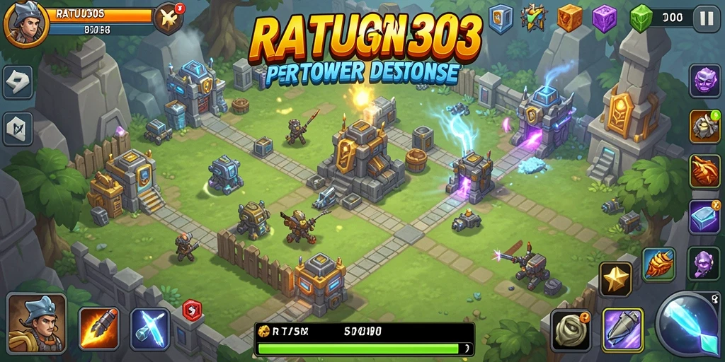 Gameplay Tower Defense menegangkan di RATU303 yang menampilkan grafis menarik.