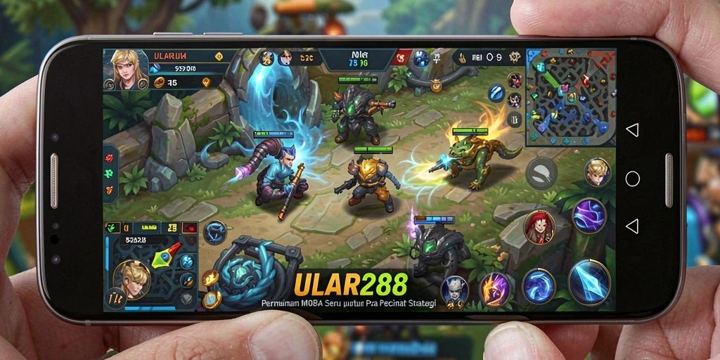 Tampilan seru dari gameplay ULAR288 di arena MOBA.