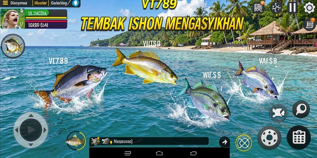 Tampilan gameplay menarik dari VT789 saat menangkap ikan.