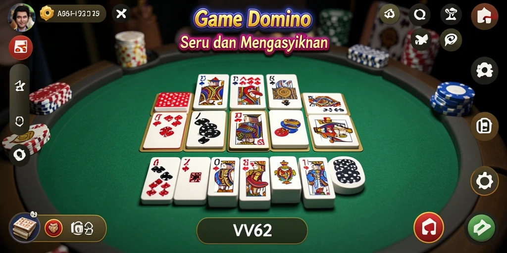 Screenshot gameplay VV62 menampilkan suasana seru permainan Domino.